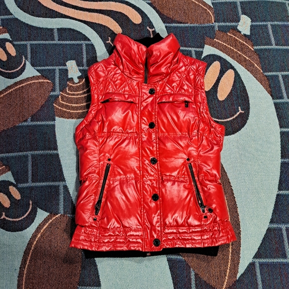 🌈ONLY RED MOTO PUFFER COAT/VEST -XS - Picture 4 of 12